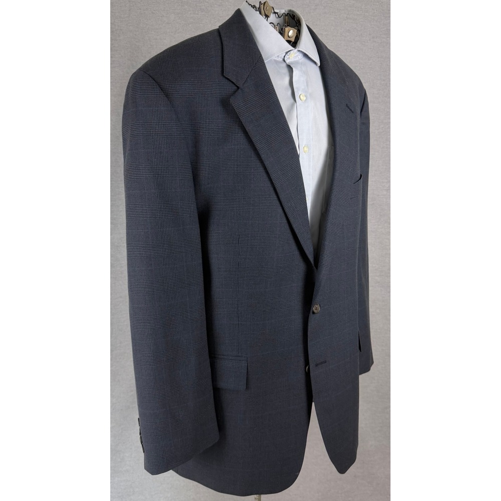 Chaps Ralph Lauren Mens 48T‎ Blue Glen Plaid 100% Wool Blazer Sport Coat Jacket